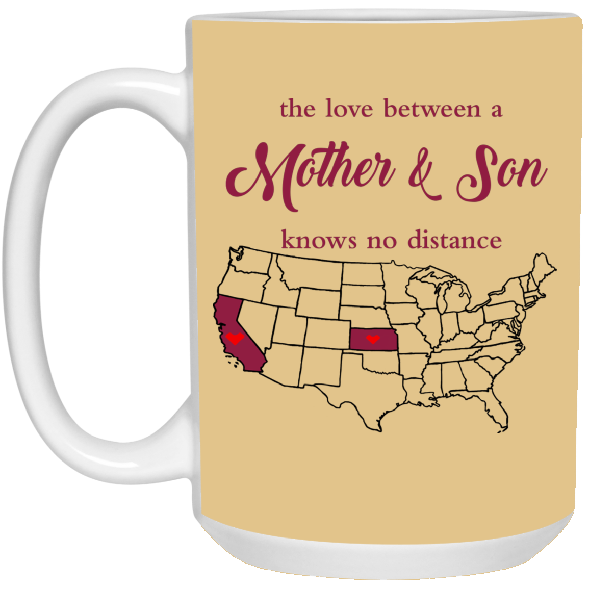 Kansas California The Love Between Mother And Son Mug - Mug Teezalo