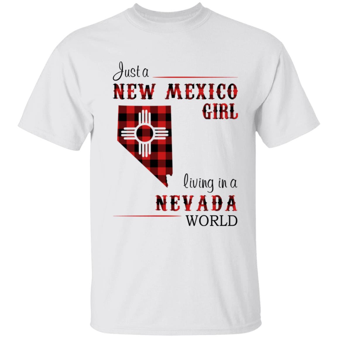 Just A New Mexico Girl Living In A Nevada World T-shirt - T-shirt Born Live Plaid Red Teezalo