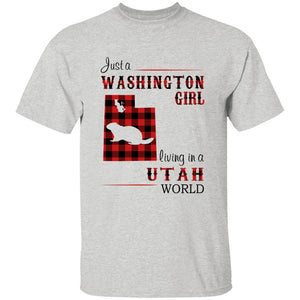 Just A Washington Girl Living In A Utah World T-shirt - T-shirt Born Live Plaid Red Teezalo