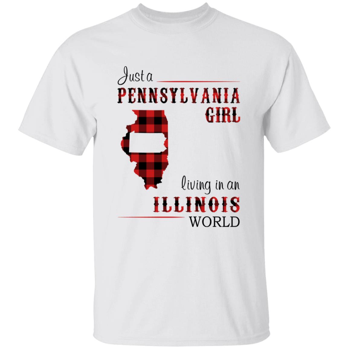 Just A Pennsylvania Girl Living In An Illinois World T-shirt - T-shirt Born Live Plaid Red Teezalo