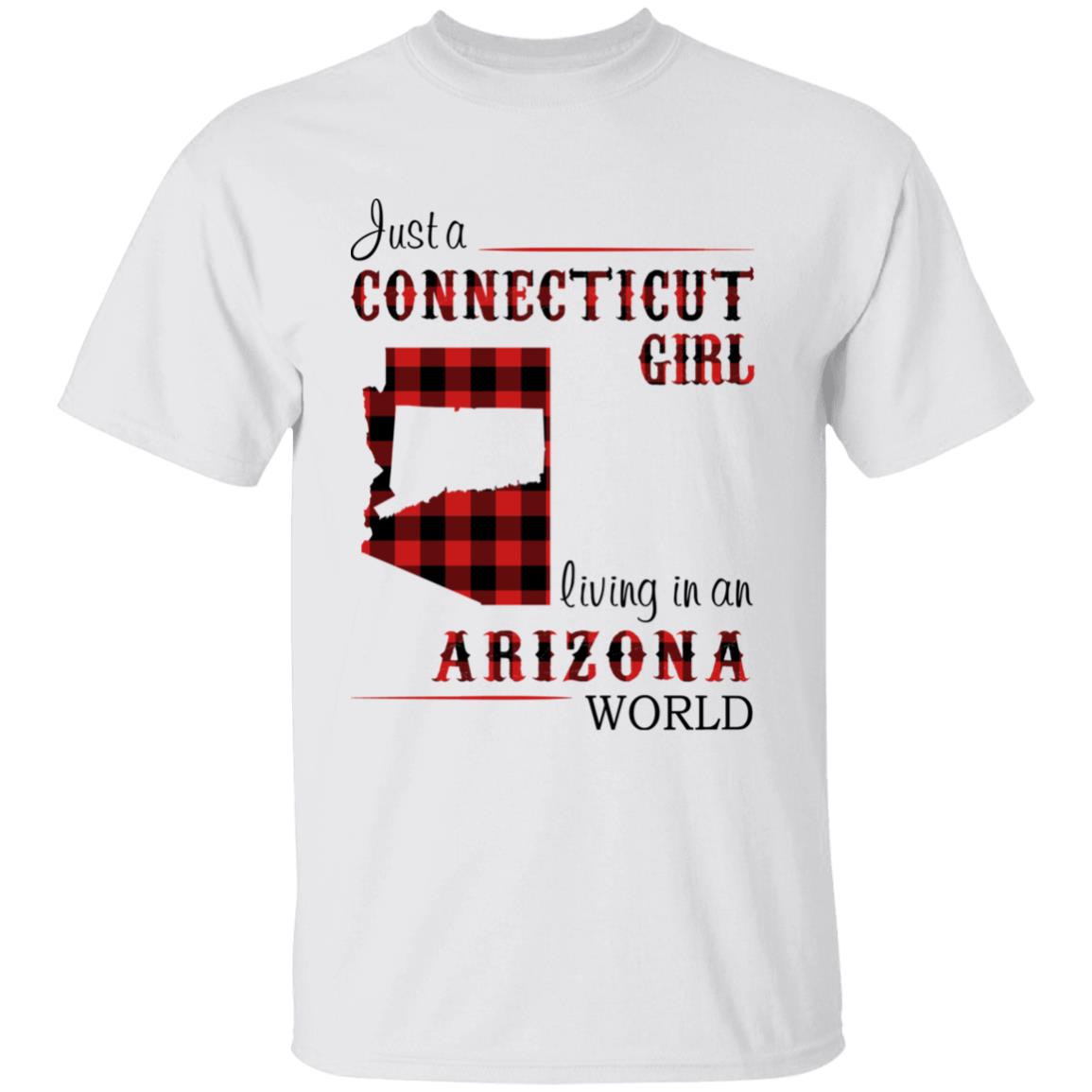 Just A Connecticut Girl Living In An Arizona World T-shirt - T-shirt Born Live Plaid Red Teezalo