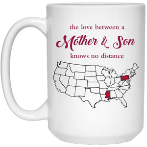 Mississippi Pennsylvania The Love Between Mother And Son Mug - Mug Teezalo