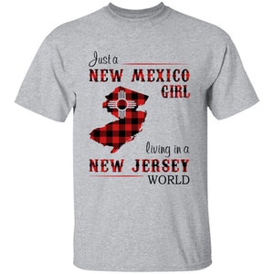 Just A New Mexico Girl Living In A New Jersey World T-shirt - T-shirt Born Live Plaid Red Teezalo