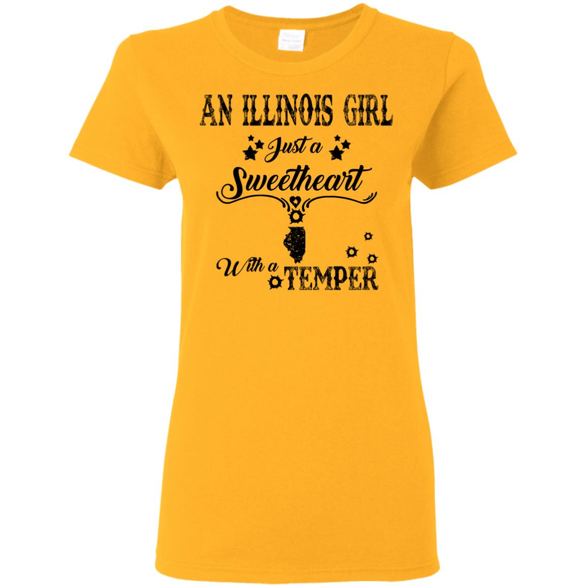 Illinois Girl Just A Sweetheart With A Temper T-shirt - T-shirt Teezalo