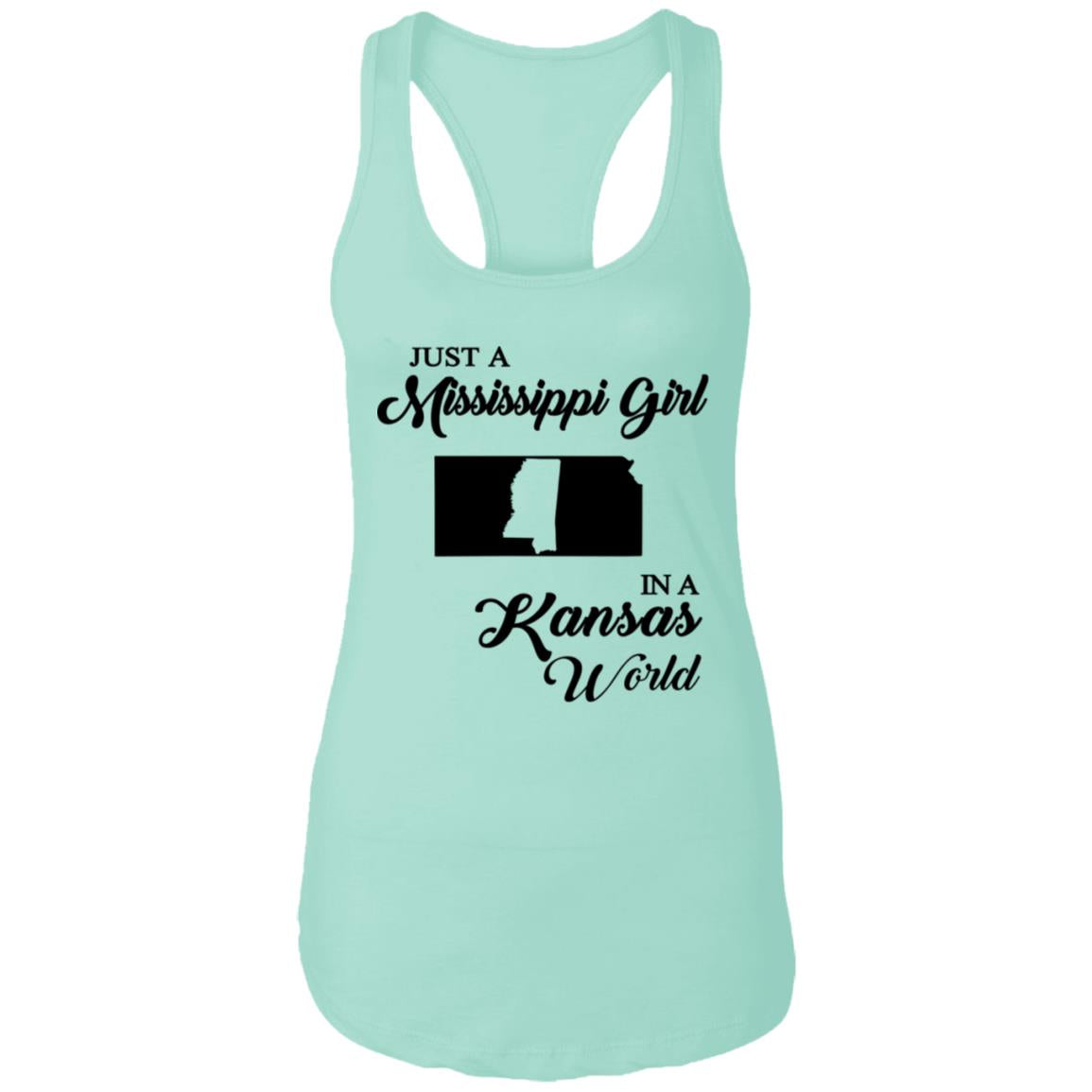 Just A Mississippi Girl In A Kansas World T-Shirt - T-shirt Teezalo