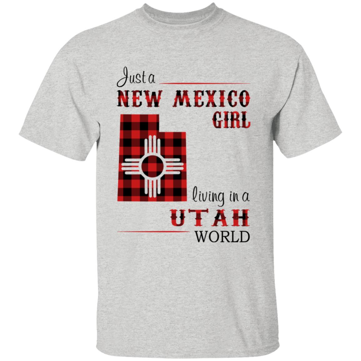 Just A New Mexico Girl Living In A Utah World T-shirt - T-shirt Born Live Plaid Red Teezalo
