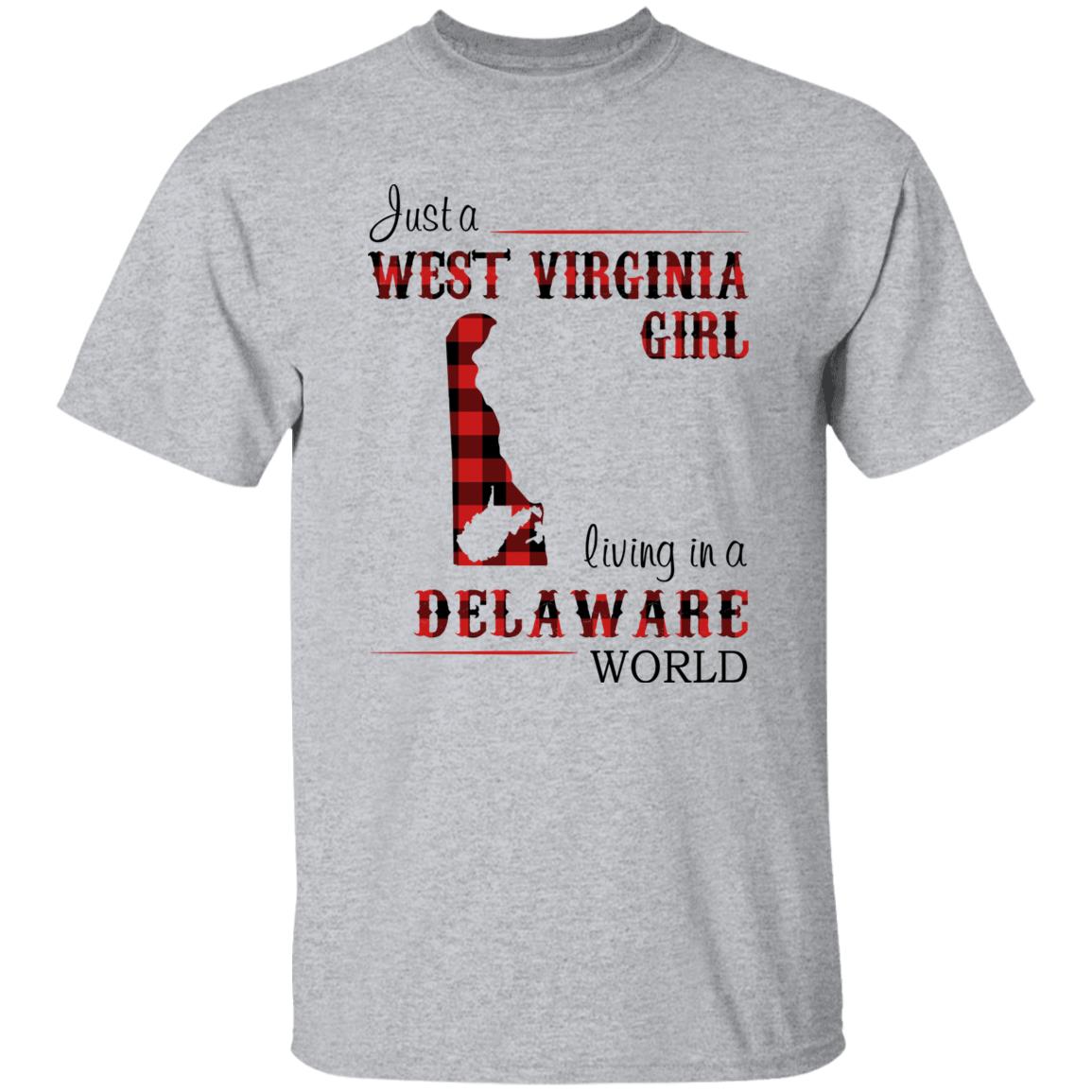 Just A West Virginia Girl Living In A Delaware World T-shirt - T-shirt Born Live Plaid Red Teezalo