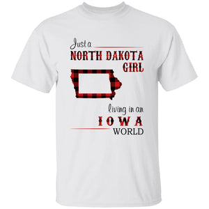 Just A North Dakota Girl Living In An Iowa World T-shirt - T-shirt Born Live Plaid Red Teezalo