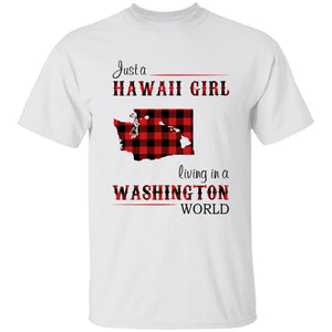 Just A Hawaii Girl Living In A Washington World T-shirt - T-shirt Born Live Plaid Red Teezalo