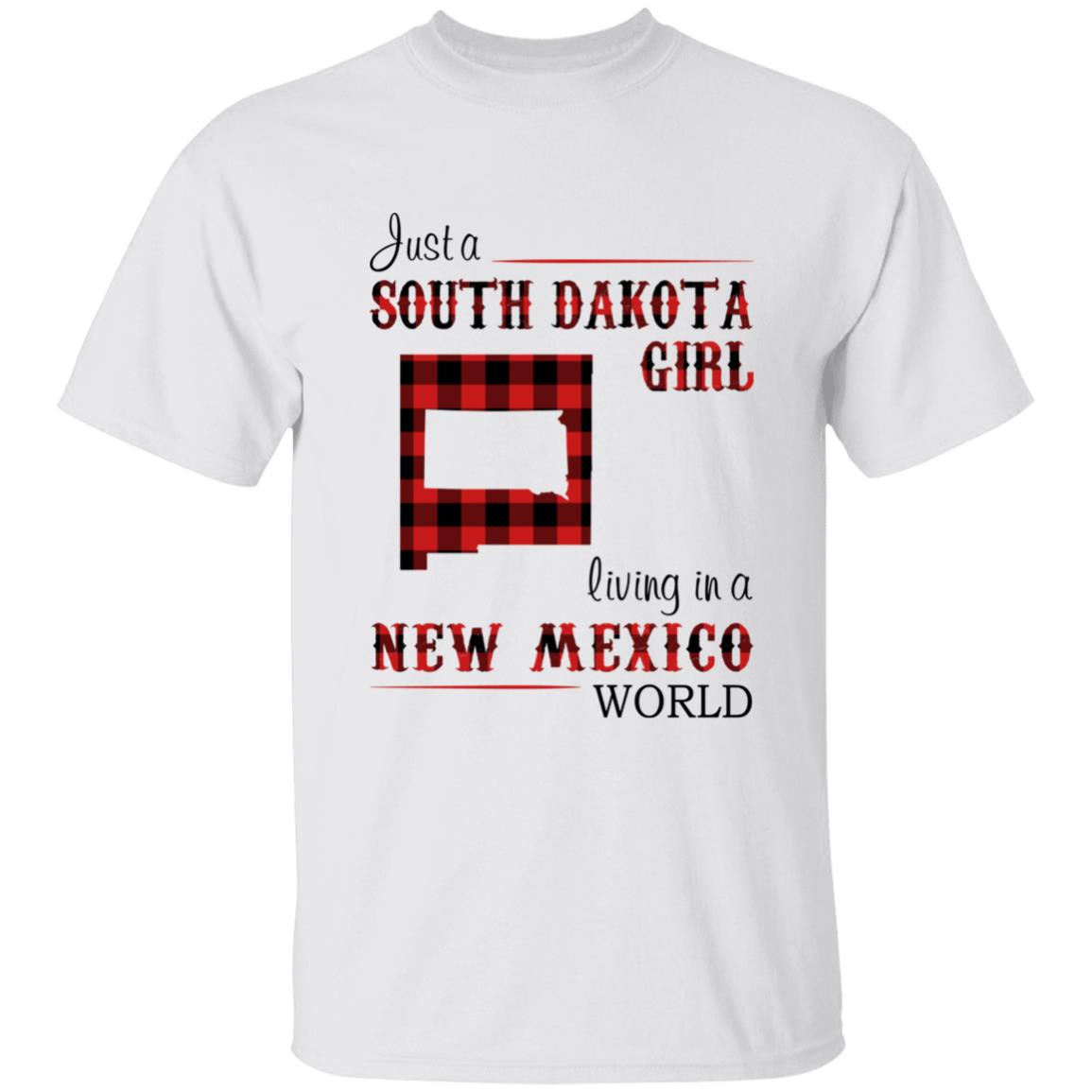 Just A South Dakota Girl Living In A New Mexico World T-shirt - T-shirt Born Live Plaid Red Teezalo