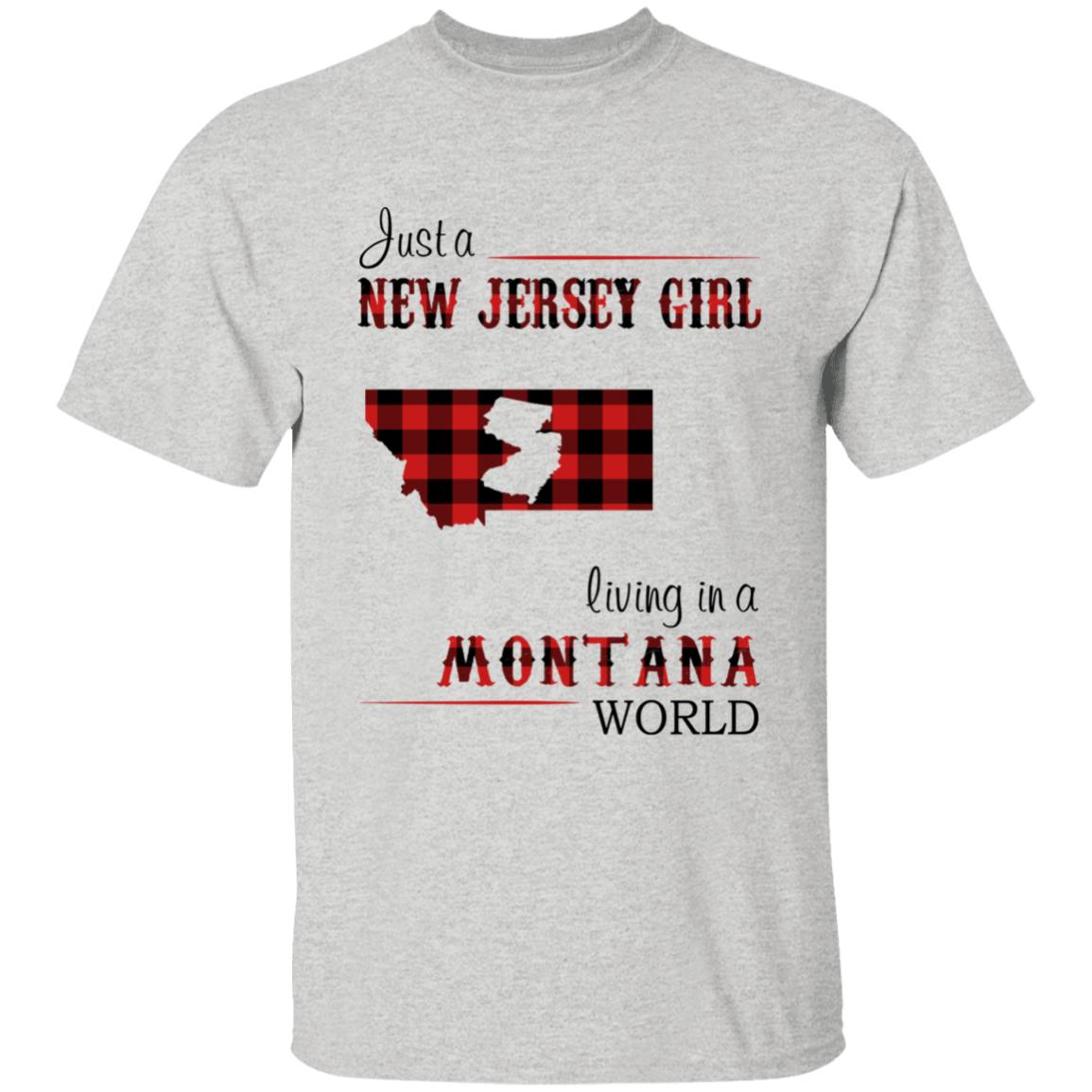 Just A New Jersey Girl Living In A Montana World T-shirt - T-shirt Born Live Plaid Red Teezalo