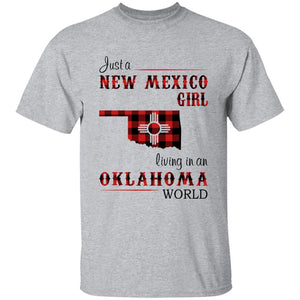 Just A New Mexico Girl Living In An Oklahoma World T-shirt - T-shirt Born Live Plaid Red Teezalo