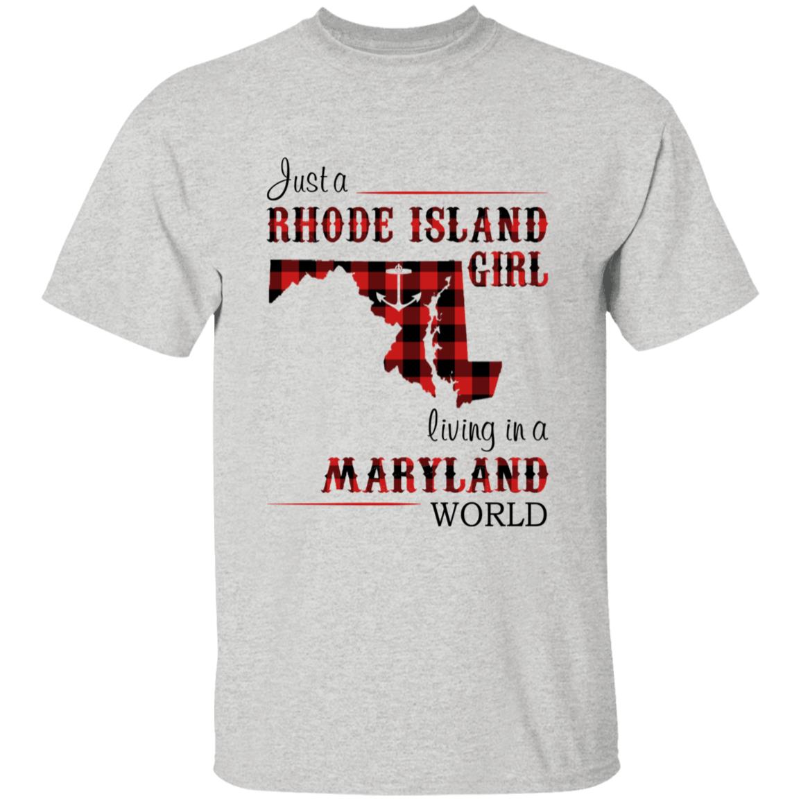 Just A Rhode Island Girl Living In A Maryland World T-shirt - T-shirt Born Live Plaid Red Teezalo