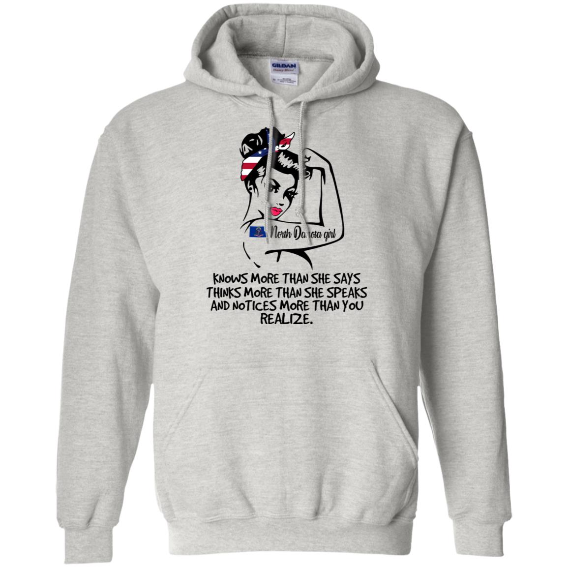 North Dakota Girl Knows More Than She Says Hoodie - Hoodie Teezalo