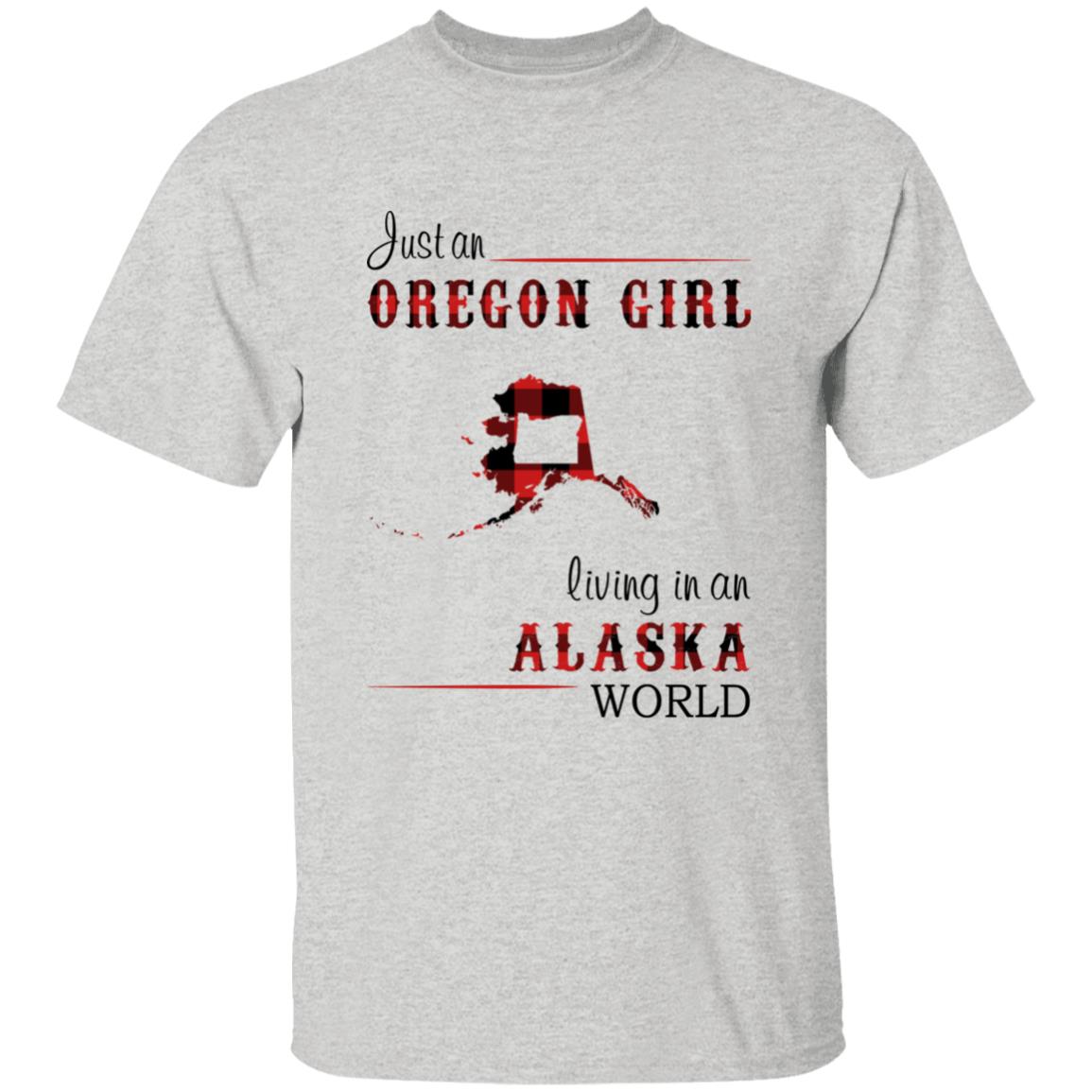 Just An Oregon Girl Living In An Alaska World T-shirt - T-shirt Born Live Plaid Red Teezalo