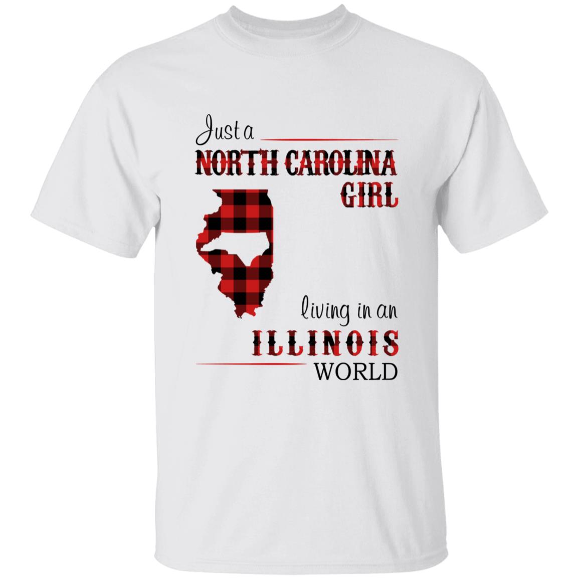 Just A North Carolina Girl Living In An Illinois World T-shirt - T-shirt Born Live Plaid Red Teezalo