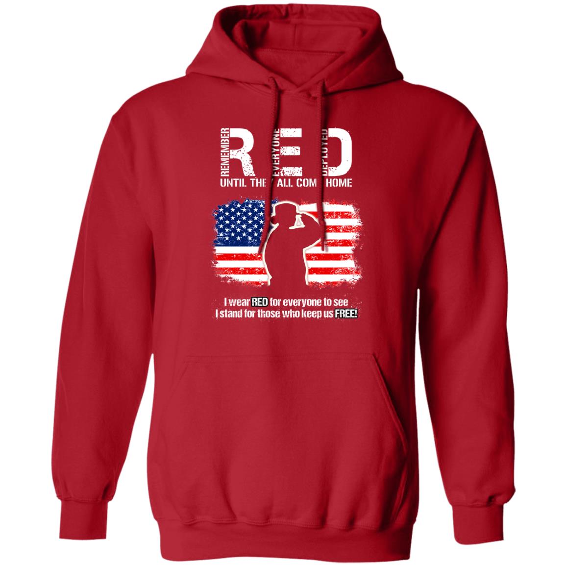 Patriotic Female Veteran Shirt Red Remember Everyone Deployed - T-shirt Veteran Teezalo