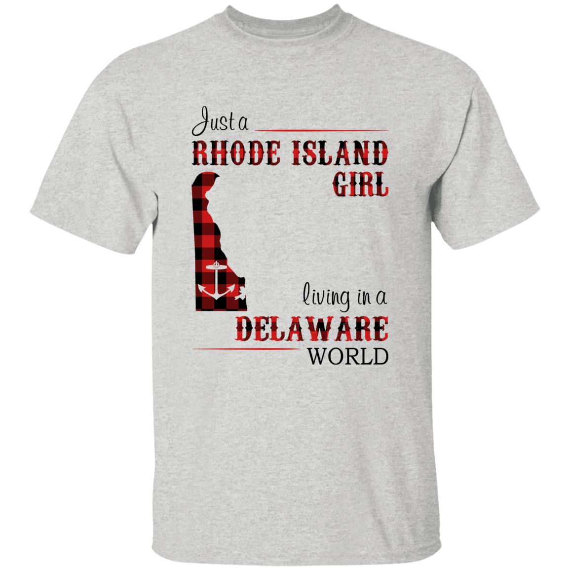 Just A Rhode Island Girl Living In A Delaware World T-shirt - T-shirt Born Live Plaid Red Teezalo