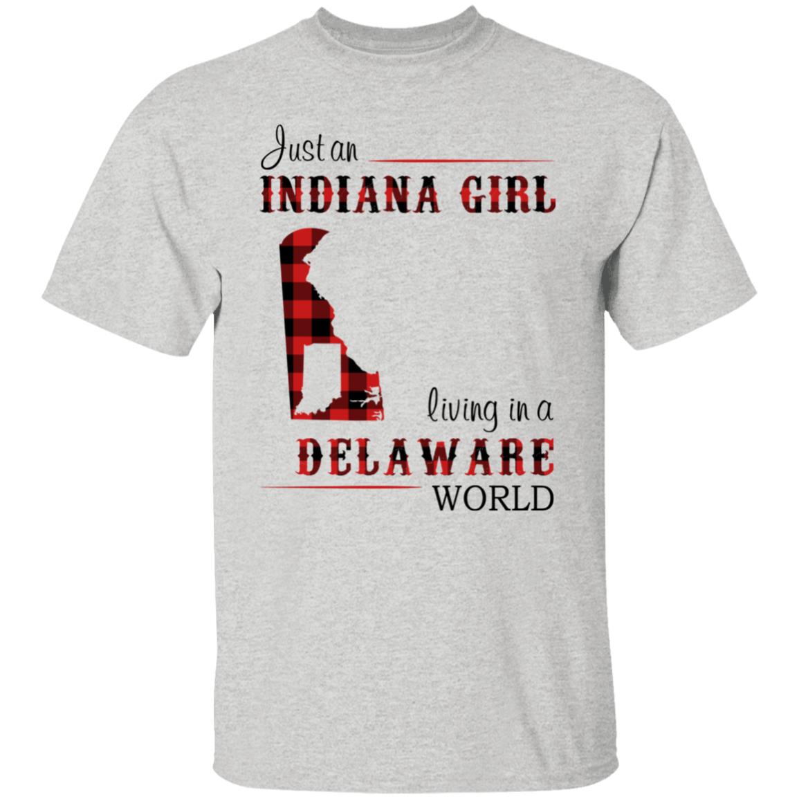 Just An Indiana Girl Living In A Delaware World T-Shirt - T-shirt Born Live Plaid Red Teezalo