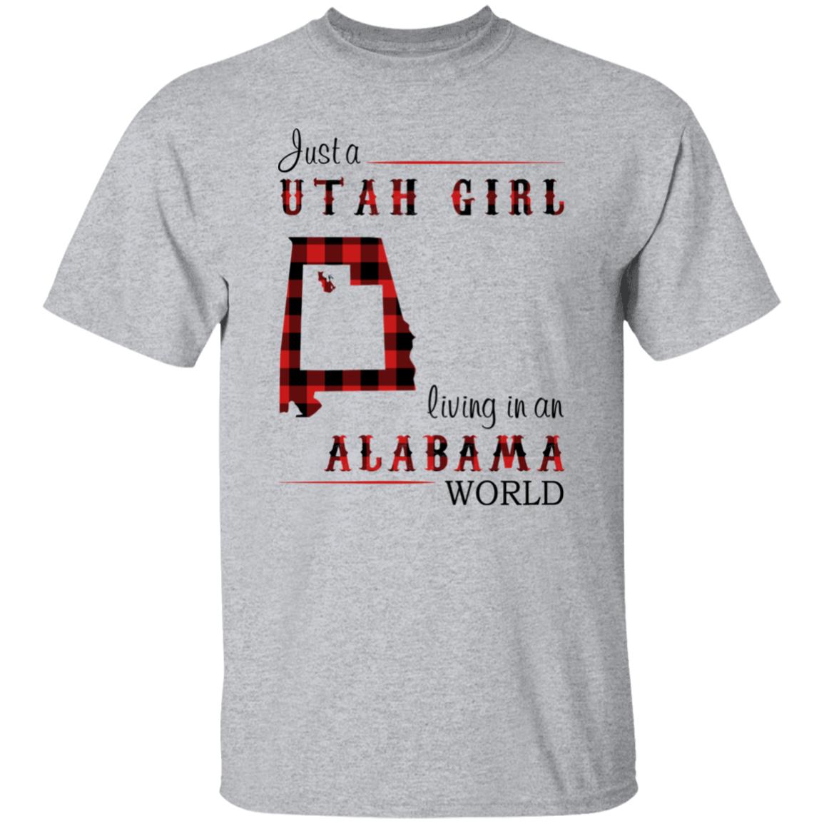 Just A Utah Girl Living In An Alabama World T-shirt - T-shirt Born Live Plaid Red Teezalo