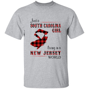 Just A South Carolina Girl Living In A New Jersey World T-shirt - T-shirt Born Live Plaid Red Teezalo
