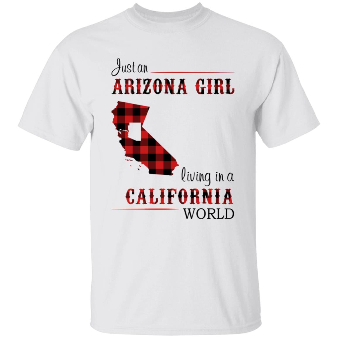 Just An Arizona Girl Living In A California World T-shirt - T-shirt Born Live Plaid Red Teezalo