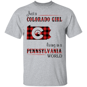 Just A Colorado Girl Living In A Pennsylvania World T-shirt - T-shirt Born Live Plaid Red Teezalo