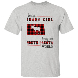 Just An Idaho Girl Living In A North Dakota World T-shirt - T-shirt Born Live Plaid Red Teezalo