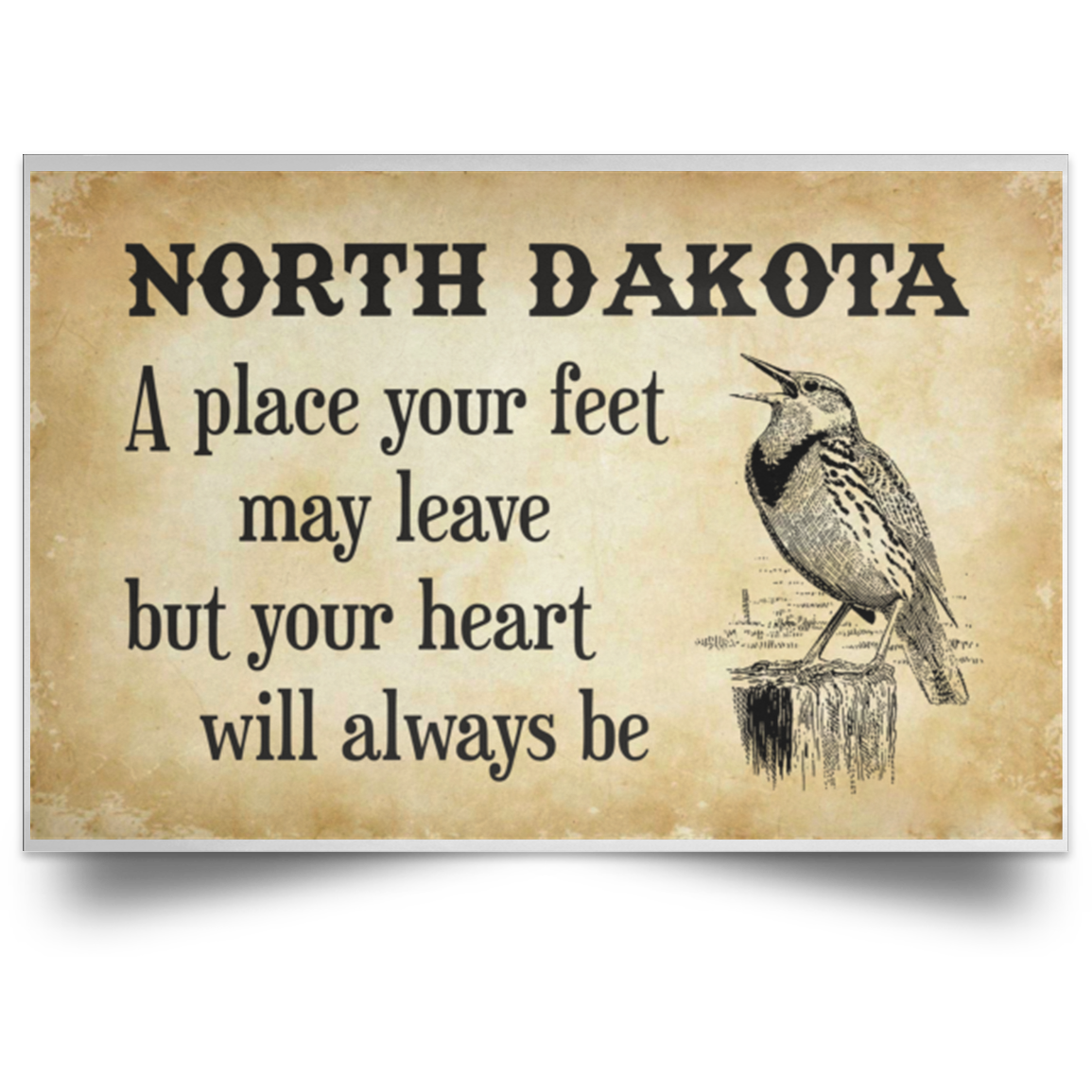 North Dakota A Place Your Heart Will Always Be Poster - Poster Teezalo