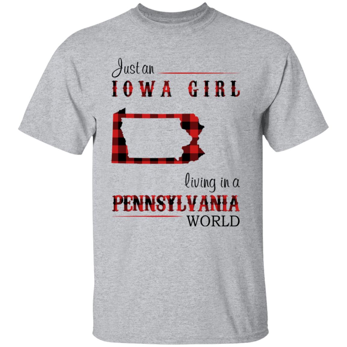 Just An Iowa Girl Living In A Pennsylvania World T-shirt - T-shirt Born Live Plaid Red Teezalo