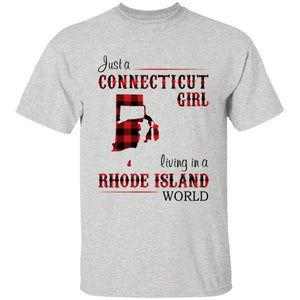 Just A Connecticut Girl Living In A Rhode Island World T-shirt - T-shirt Born Live Plaid Red Teezalo