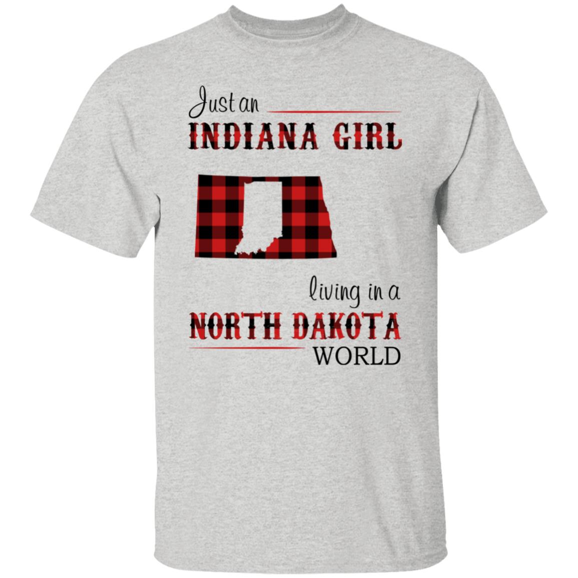 Just An Indiana Girl Living In A North Dakota World T-Shirt - T-shirt Born Live Plaid Red Teezalo