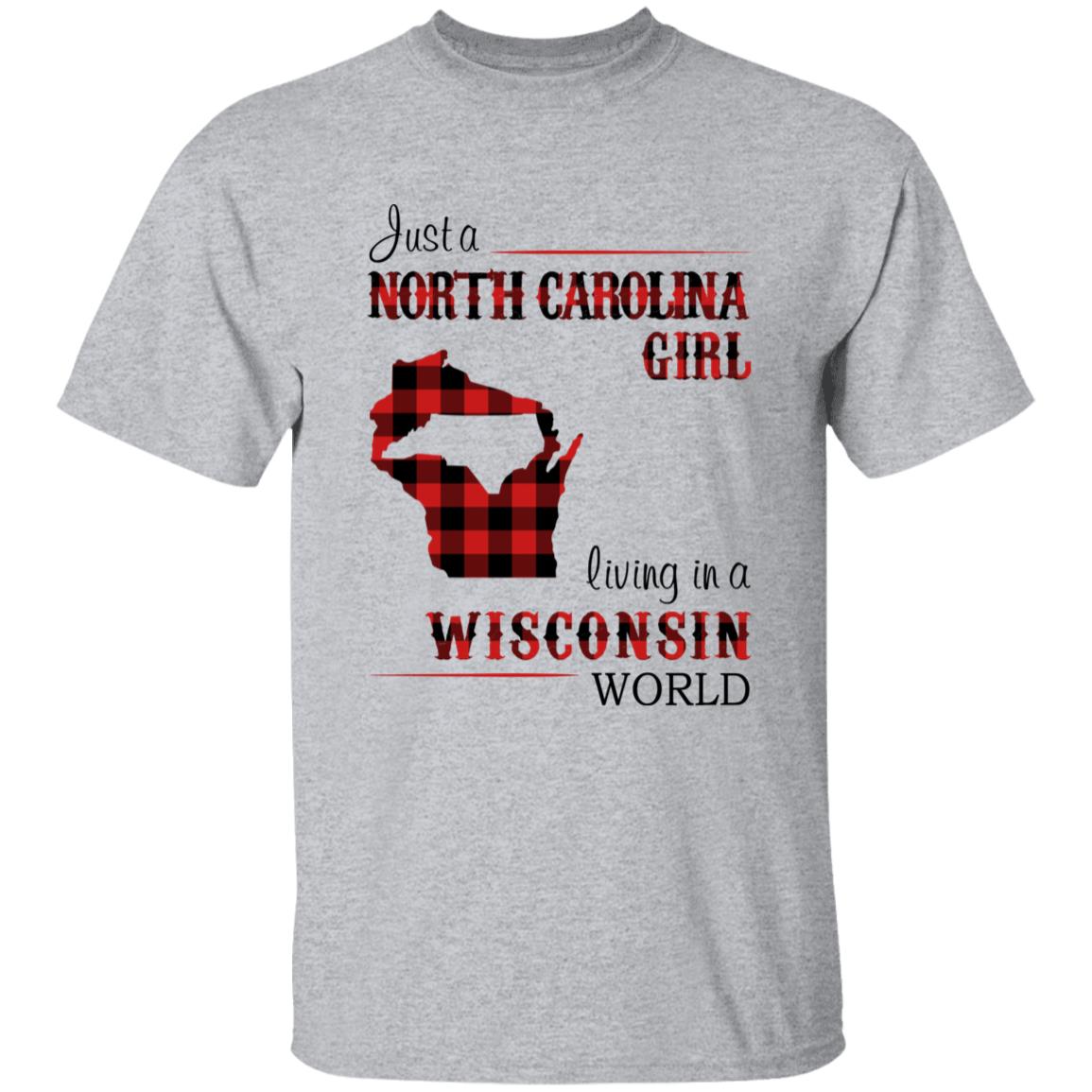 Just A North Carolina Girl Living In A Wisconsin World T-shirt - T-shirt Born Live Plaid Red Teezalo