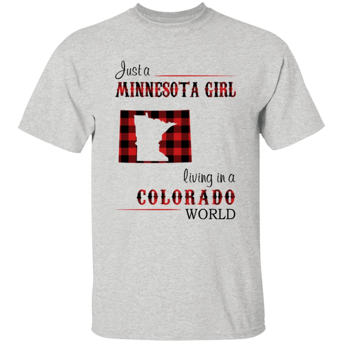 Just A Minnesota Girl Living In A Colorado World T-shirt - T-shirt Born Live Plaid Red Teezalo