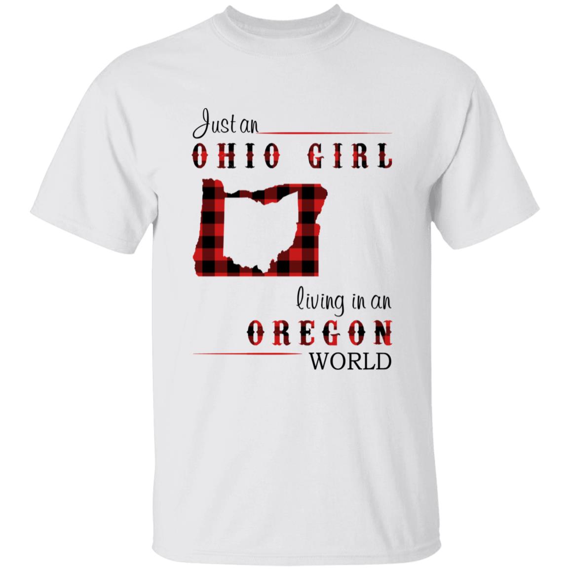Just An Ohio Girl Living In An Oregon World T-shirt - T-shirt Born Live Plaid Red Teezalo