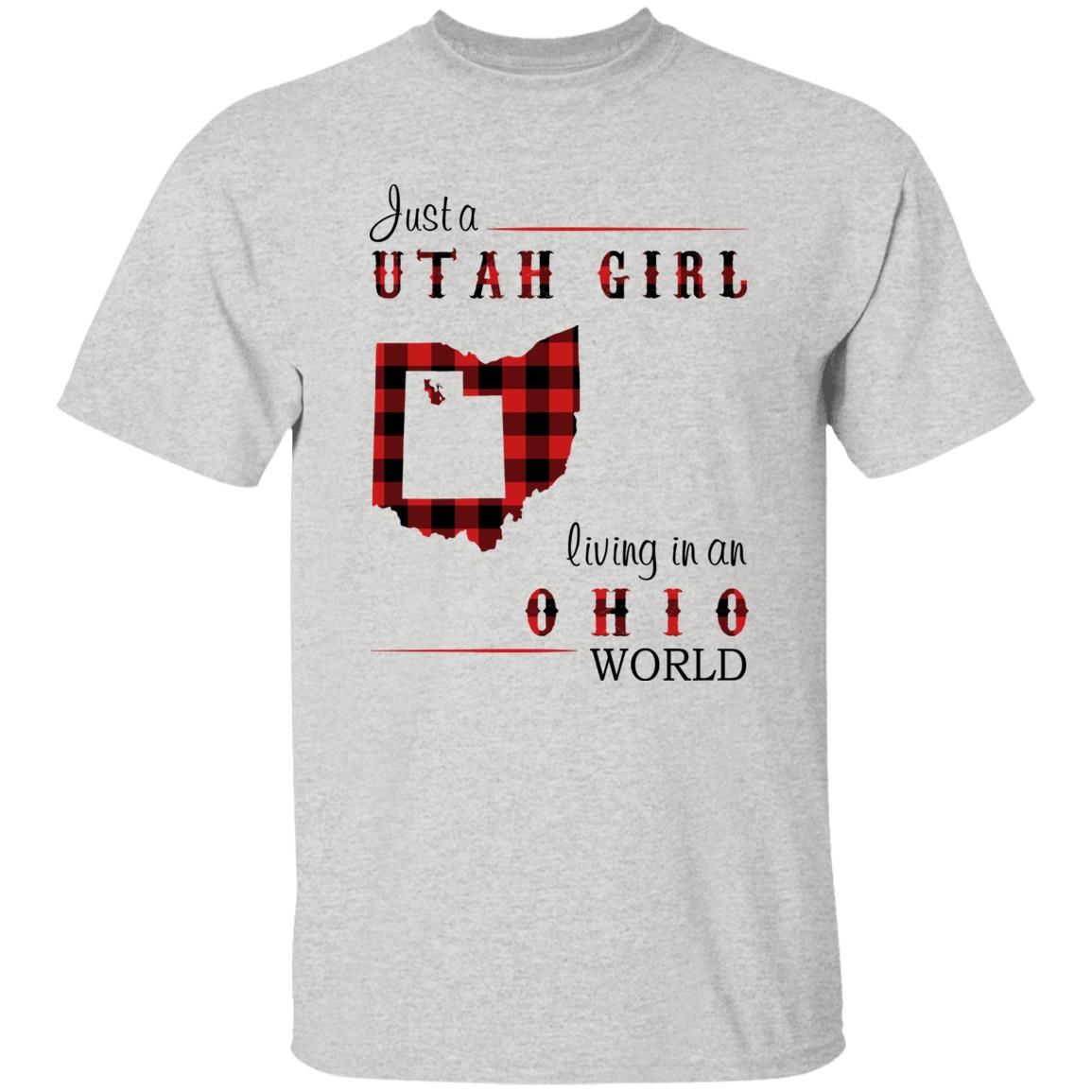Just A Utah Girl Living In An Ohio World T-shirt - T-shirt Born Live Plaid Red Teezalo