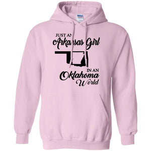 Just An Arkansas Girl In An Oklahoma World T-Shirt - T-shirt Teezalo