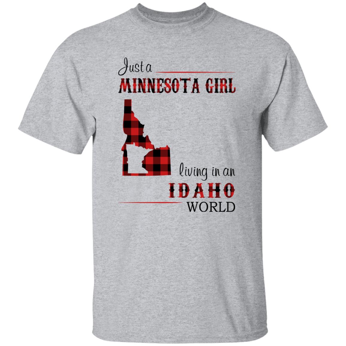 Just A Minnesota Girl Living In An Idaho World T-shirt - T-shirt Born Live Plaid Red Teezalo