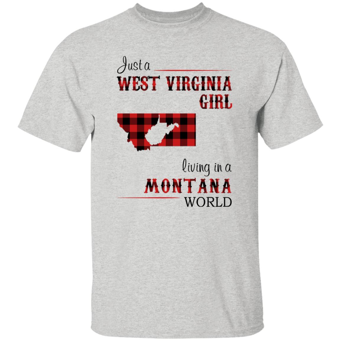 Just A West Virginia Girl Living In A Montana World T-shirt - T-shirt Born Live Plaid Red Teezalo