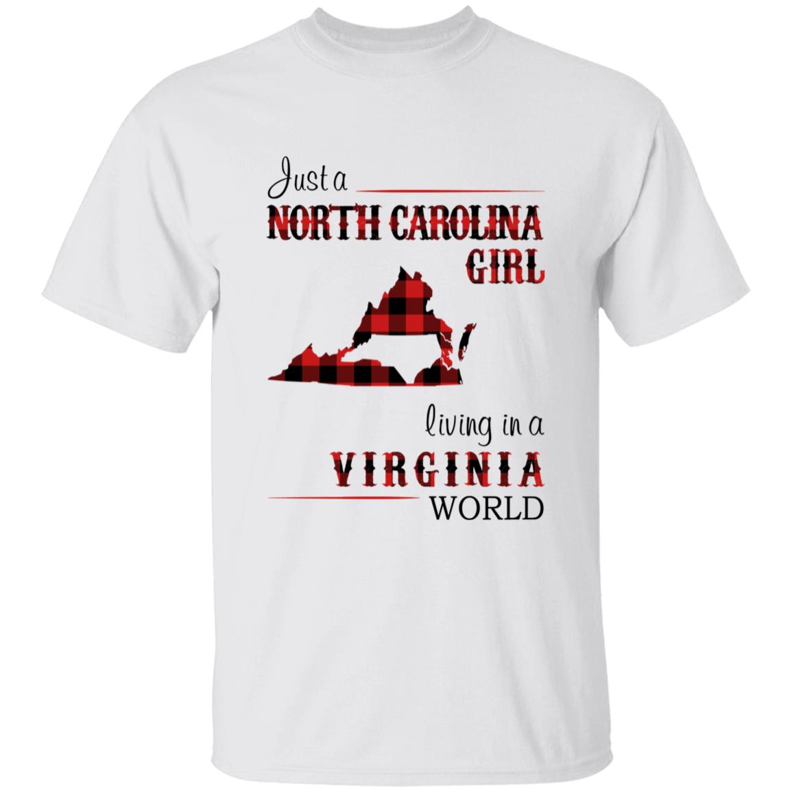 Just A North Carolina Girl Living In A Virginia World T-shirt - T-shirt Born Live Plaid Red Teezalo