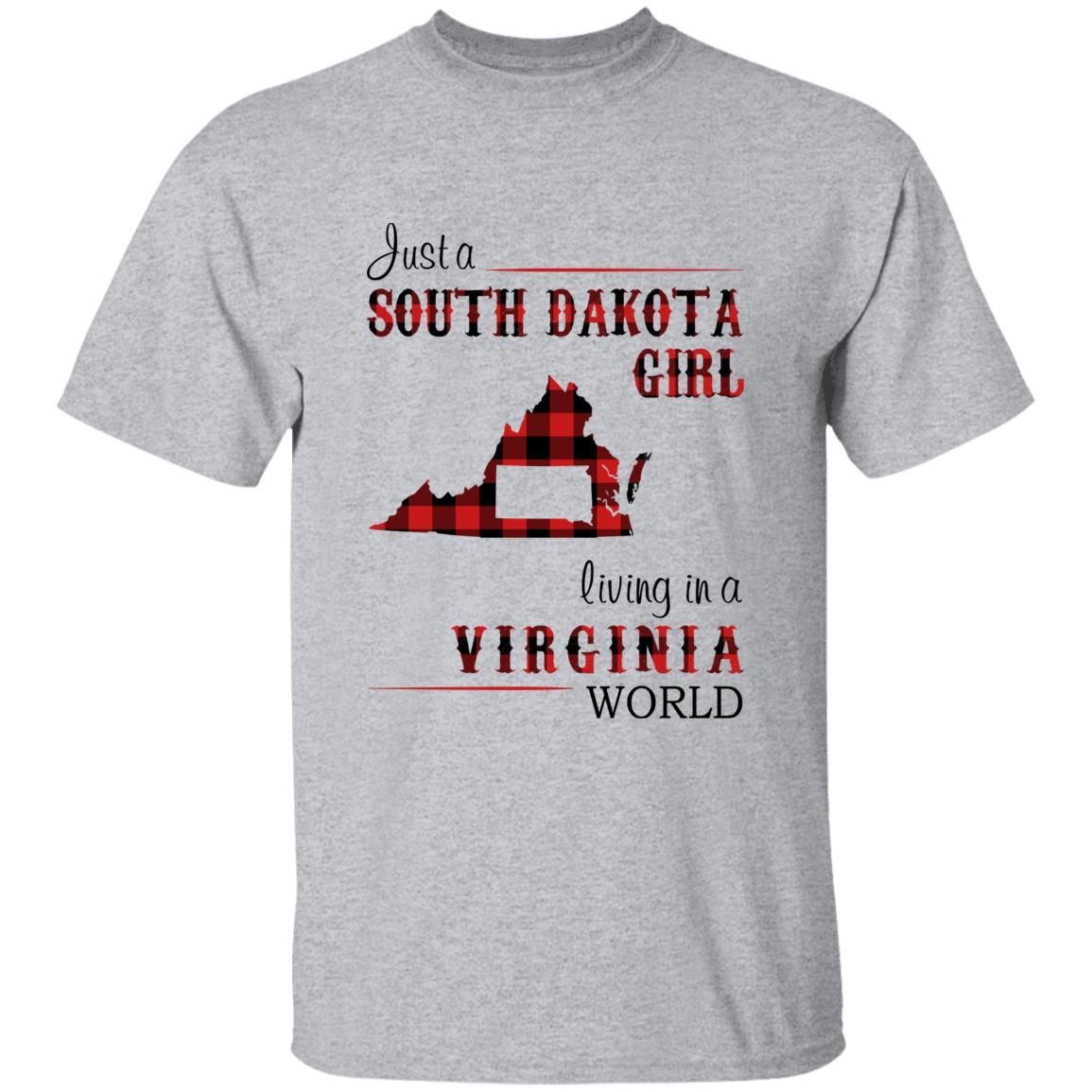 Just A South Dakota Girl Living In A Virginia World T-shirt - T-shirt Born Live Plaid Red Teezalo