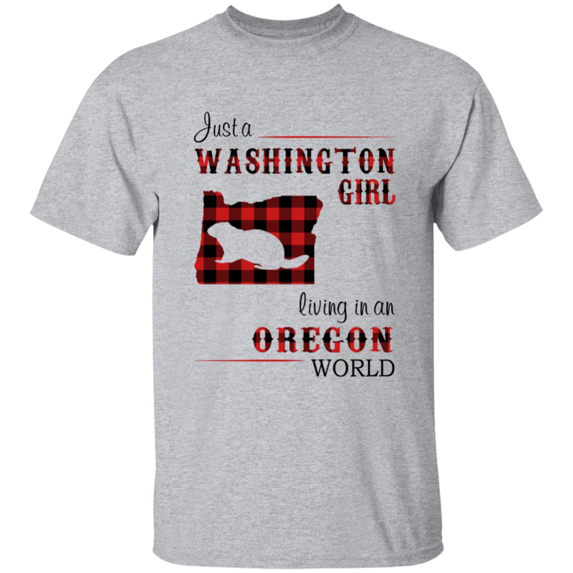 Just A Washington Girl Living In An Oregon World T-shirt - T-shirt Born Live Plaid Red Teezalo