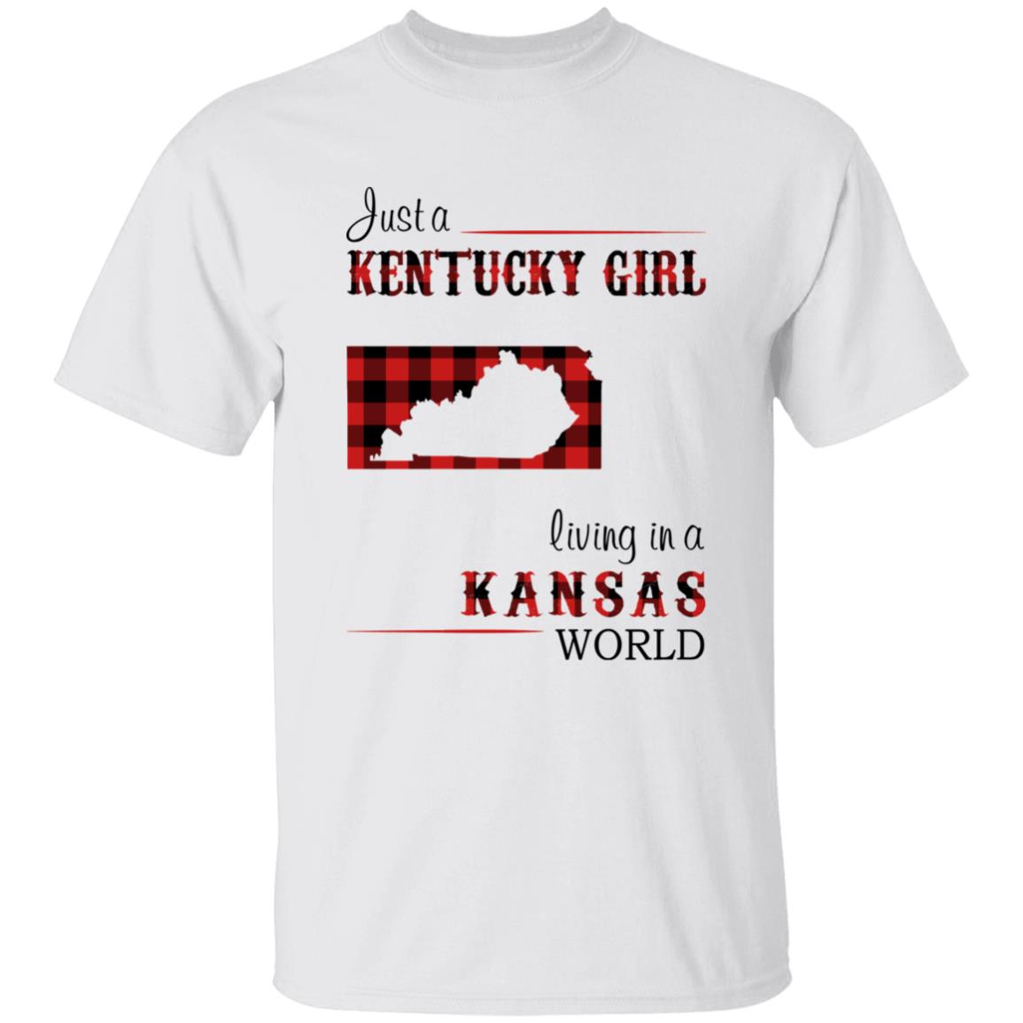 Just A Kentucky Girl Living In A Kansas World T-shirt - T-shirt Born Live Plaid Red Teezalo