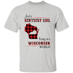 Just A Kentucky Girl Living In A Wisconsin World T-shirt - T-shirt Born Live Plaid Red Teezalo