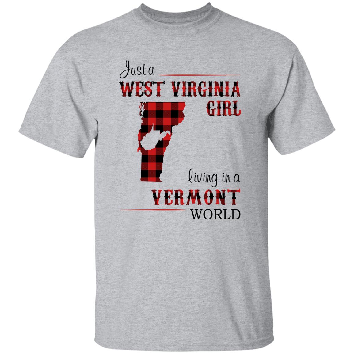 Just A West Virginia Girl Living In A Vermont World T-shirt - T-shirt Born Live Plaid Red Teezalo