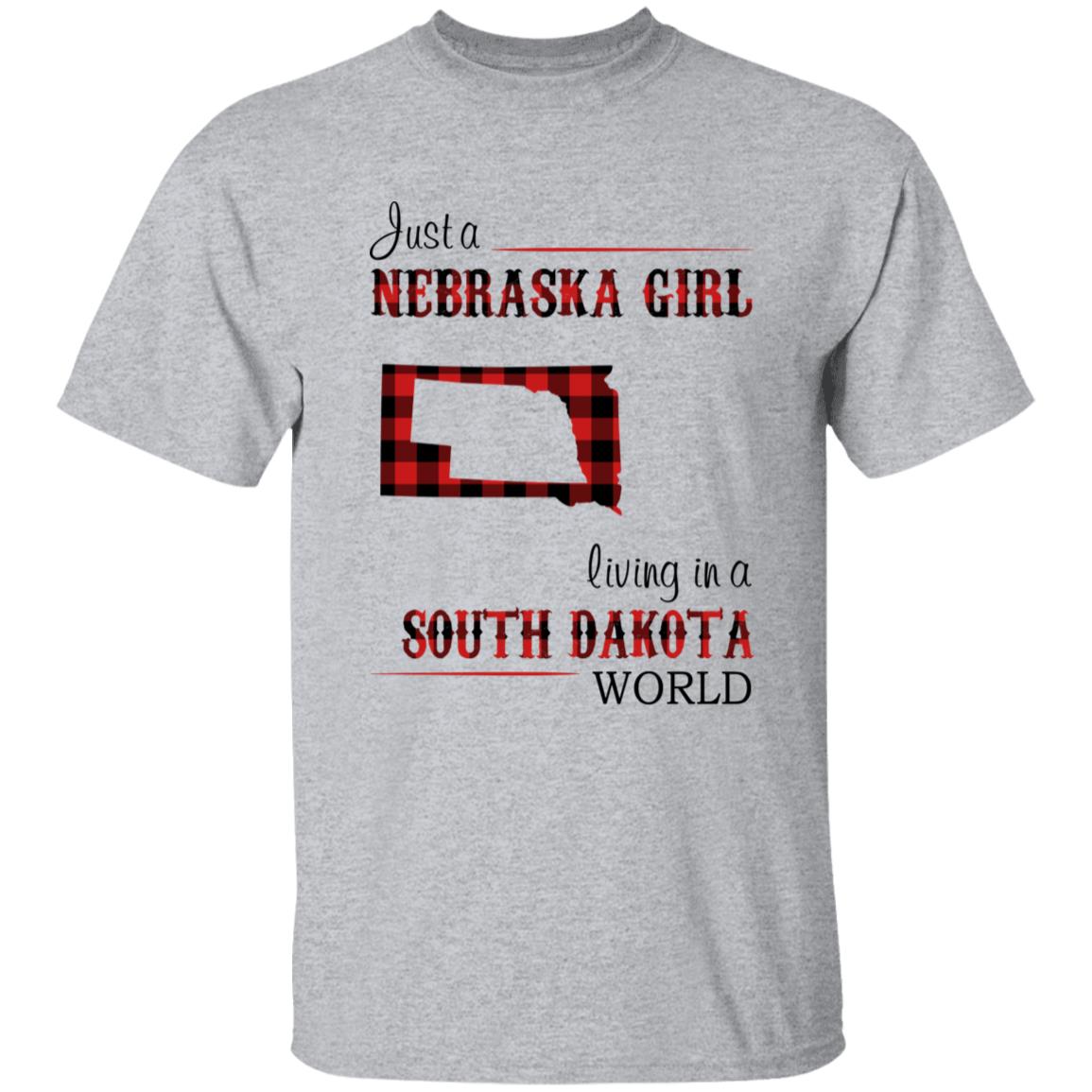 Just A Nebraska Girl Living In A South Dakota World T-shirt - T-shirt Born Live Plaid Red Teezalo