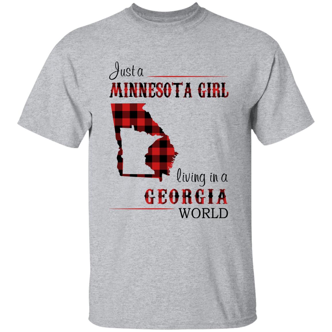 Just A Minnesota Girl Living In A Georgia World T-shirt - T-shirt Born Live Plaid Red Teezalo