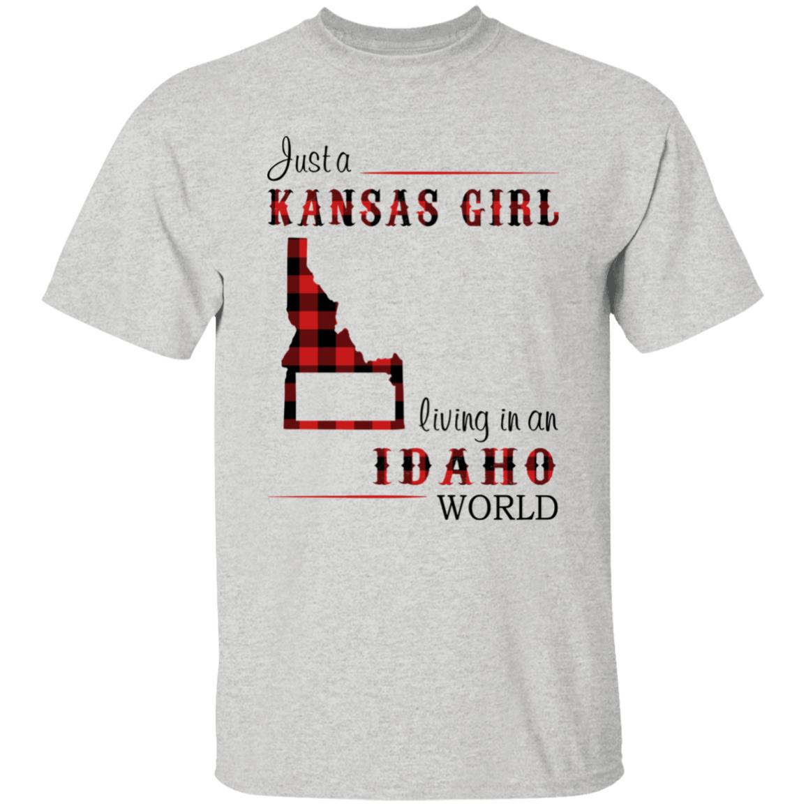 Just A Kansas Girl Living In An Idaho World T-shirt - T-shirt Born Live Plaid Red Teezalo