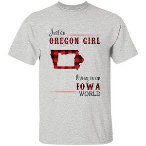 Just An Oregon Girl Living In An Iowa World T-shirt - T-shirt Born Live Plaid Red Teezalo