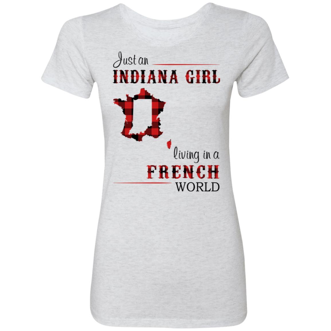 Just An Indiana Girl Living In A French World T- Shirt - T-shirt Born Live Plaid Red Teezalo